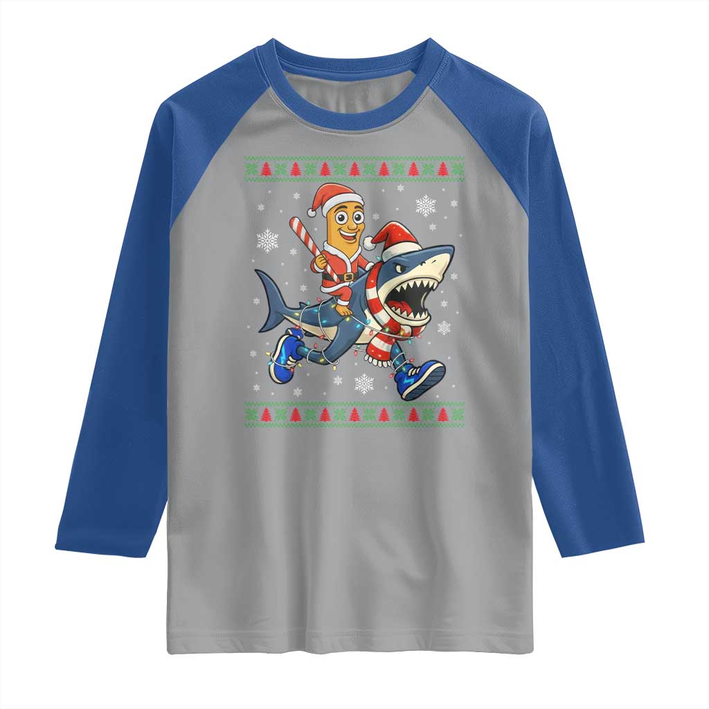 Funny Tung Tung Sahur Riding Tralala Raglan Shirt Ugly Chritstmas Italian Brainrot Meme - Wonder Print Shop