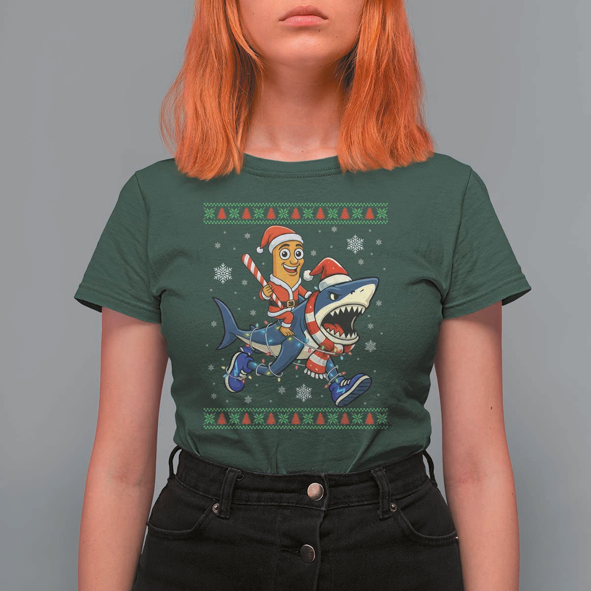 Funny Tung Tung Sahur Riding Tralala T Shirt For Women Ugly Chritstmas Italian Brainrot Meme - Wonder Print Shop