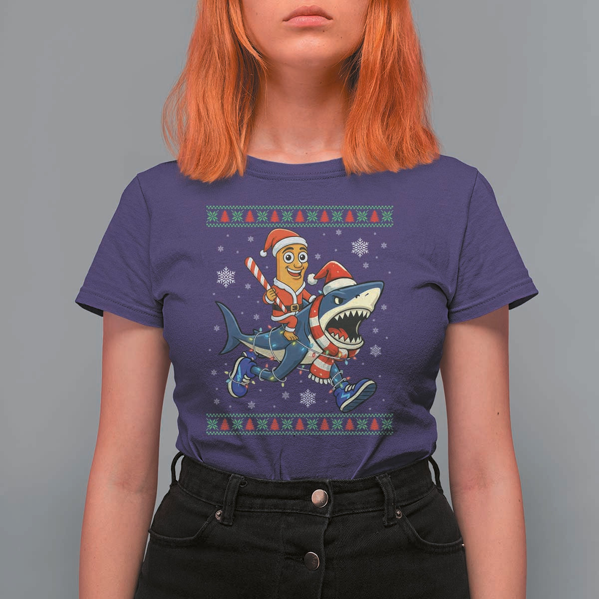 Funny Tung Tung Sahur Riding Tralala T Shirt For Women Ugly Chritstmas Italian Brainrot Meme - Wonder Print Shop