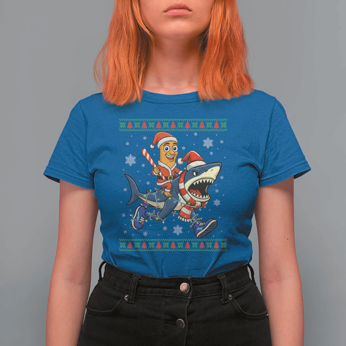 Funny Tung Tung Sahur Riding Tralala T Shirt For Women Ugly Chritstmas Italian Brainrot Meme - Wonder Print Shop