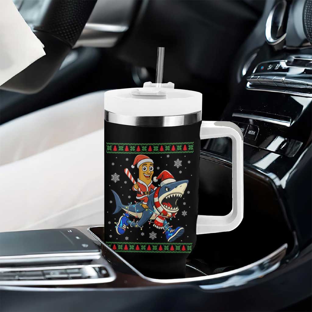 Funny Tung Tung Sahur Riding Tralala Tumbler With Handle Ugly Chritstmas Italian Brainrot Meme - Wonder Print Shop
