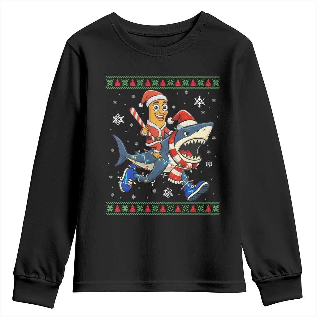 Funny Tung Tung Sahur Riding Tralala Youth Sweatshirt Ugly Chritstmas Italian Brainrot Meme - Wonder Print Shop