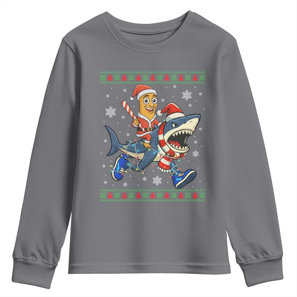 Funny Tung Tung Sahur Riding Tralala Youth Sweatshirt Ugly Chritstmas Italian Brainrot Meme - Wonder Print Shop