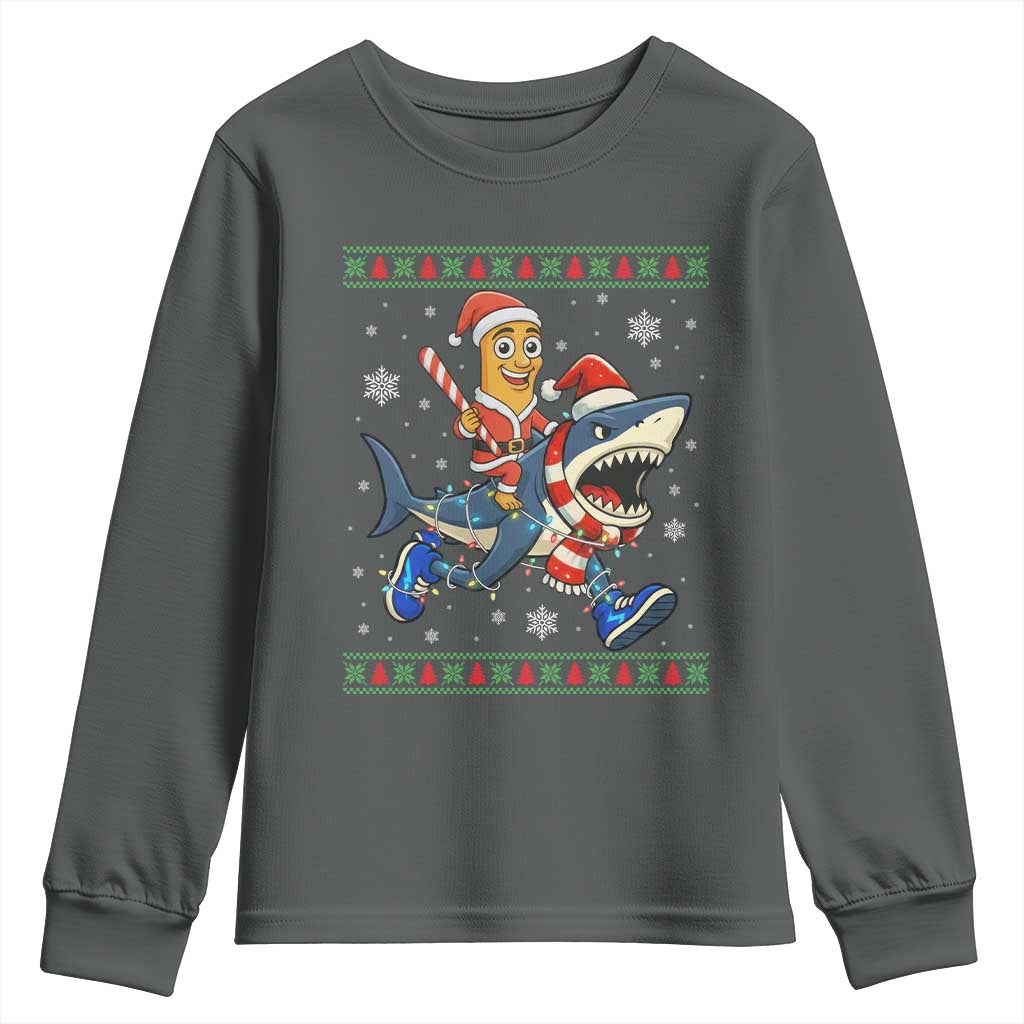 Funny Tung Tung Sahur Riding Tralala Youth Sweatshirt Ugly Chritstmas Italian Brainrot Meme - Wonder Print Shop