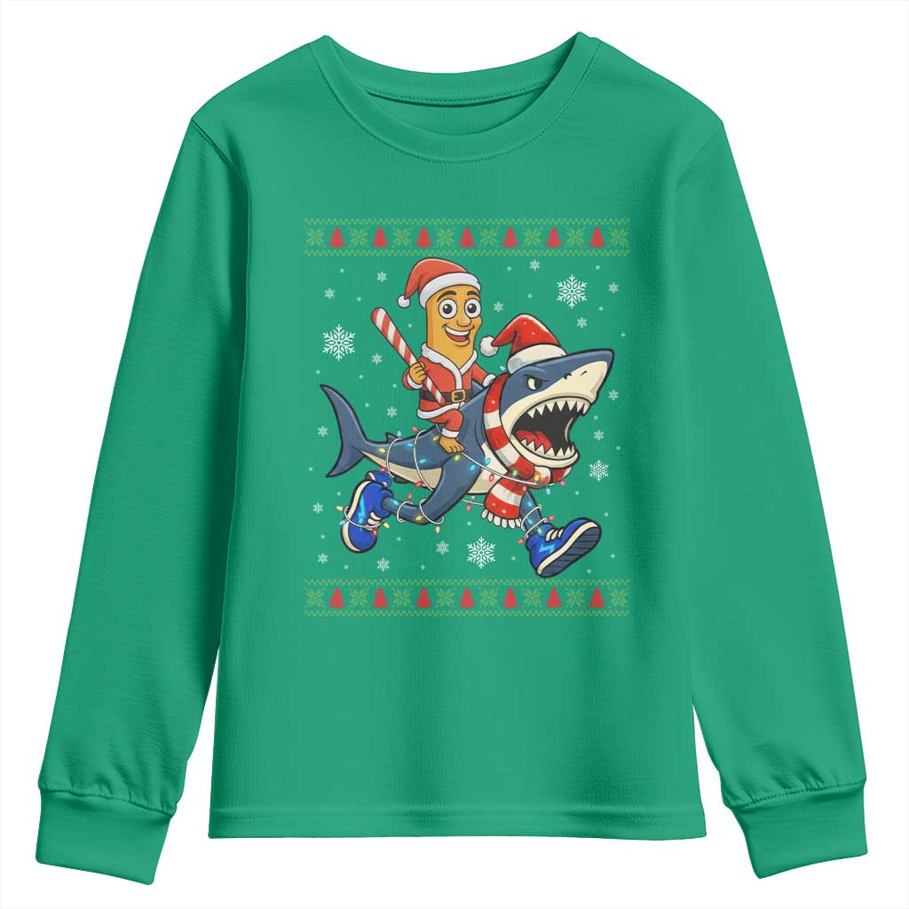 Funny Tung Tung Sahur Riding Tralala Youth Sweatshirt Ugly Chritstmas Italian Brainrot Meme - Wonder Print Shop