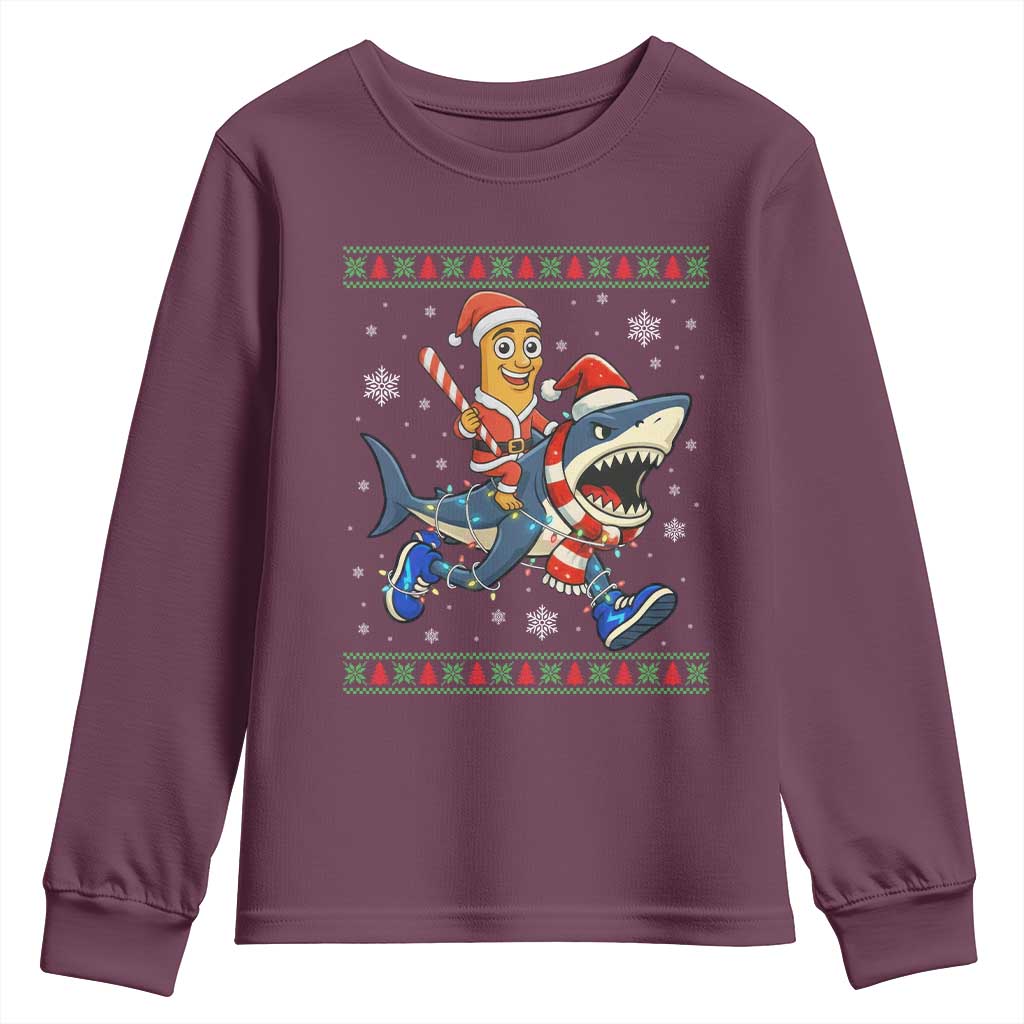Funny Tung Tung Sahur Riding Tralala Youth Sweatshirt Ugly Chritstmas Italian Brainrot Meme - Wonder Print Shop