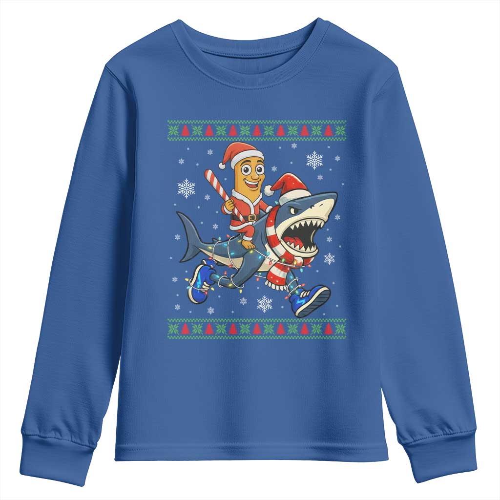 Funny Tung Tung Sahur Riding Tralala Youth Sweatshirt Ugly Chritstmas Italian Brainrot Meme - Wonder Print Shop