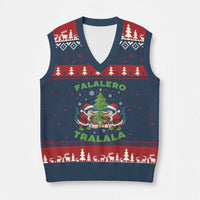Falalero Tralala V-Neck Knit Sweater Vest Funny Italian Brainrot Meme Xmas Gift - Wonder Print Shop