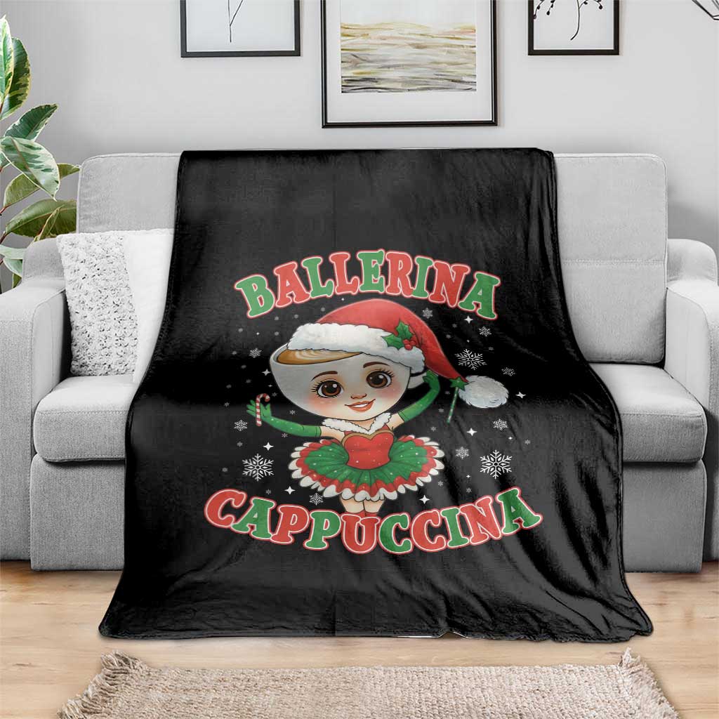 Ballerina Cappuccina Throw Blanket Funny Italian Brainrot Meme Christmas Gift - Wonder Print Shop