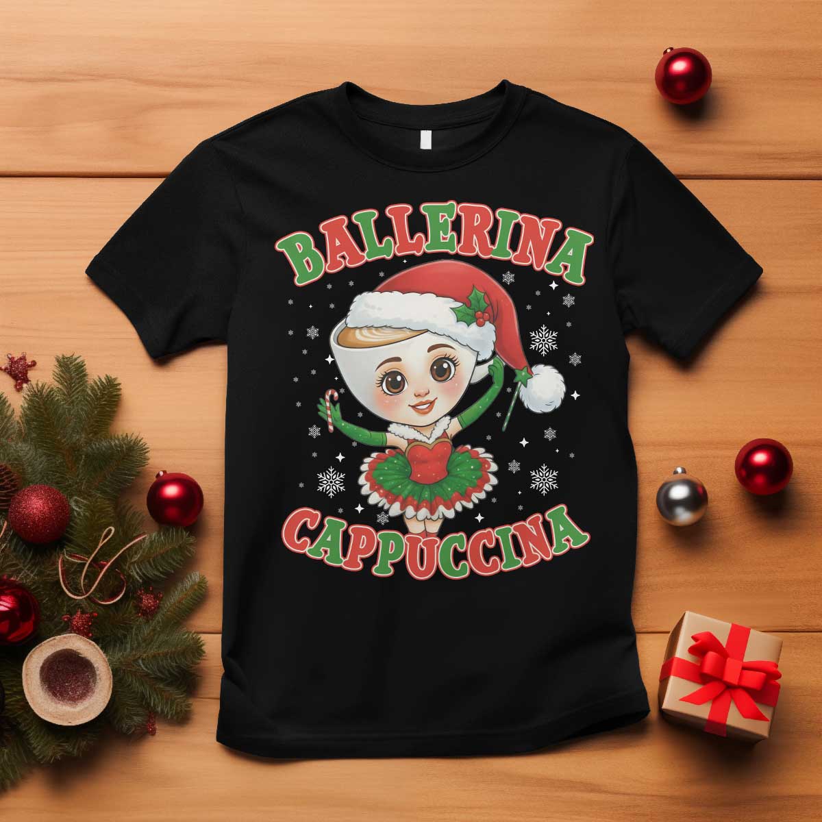 Ballerina Cappuccina T Shirt Funny Italian Brainrot Meme Christmas Gift - Wonder Print Shop