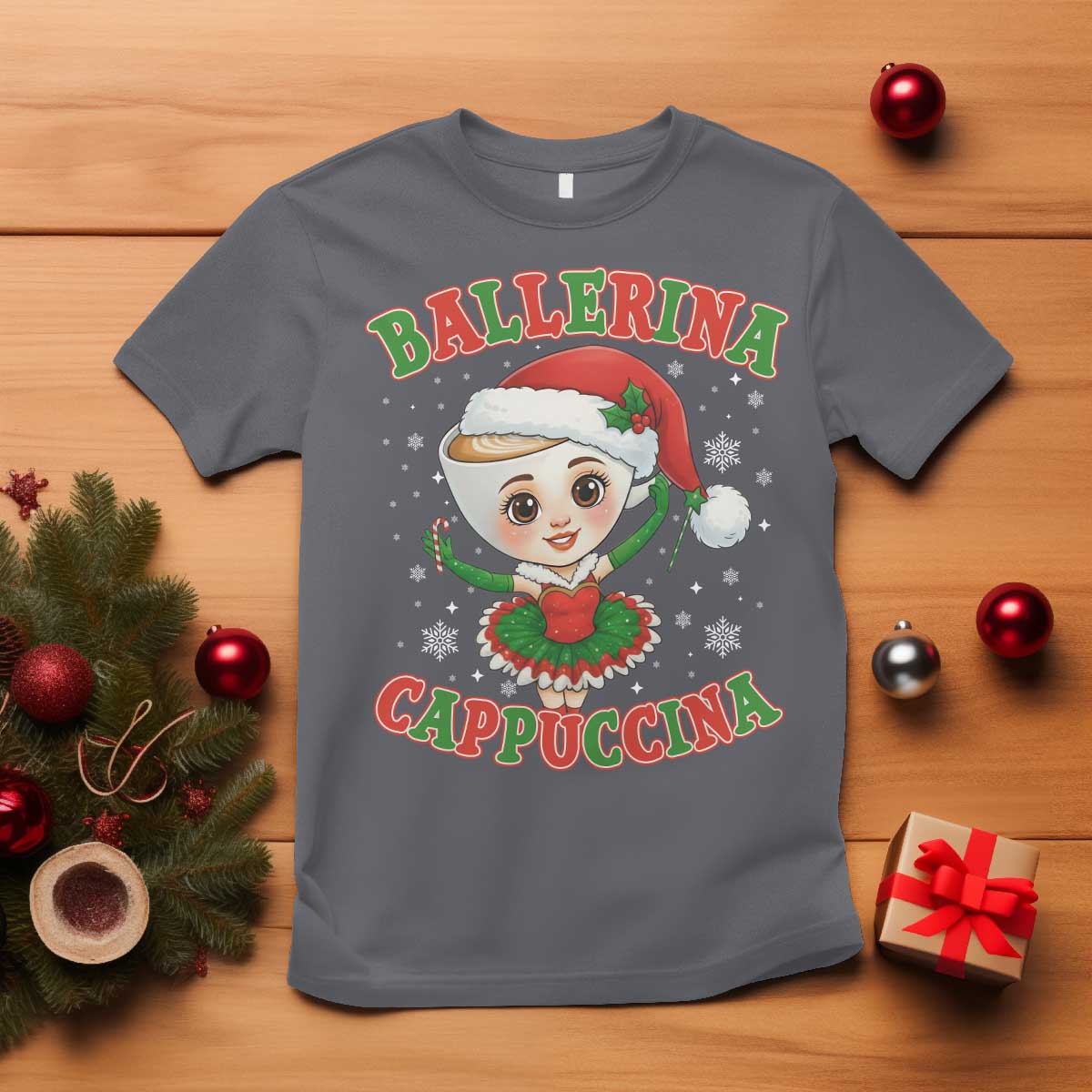 Ballerina Cappuccina T Shirt Funny Italian Brainrot Meme Christmas Gift - Wonder Print Shop