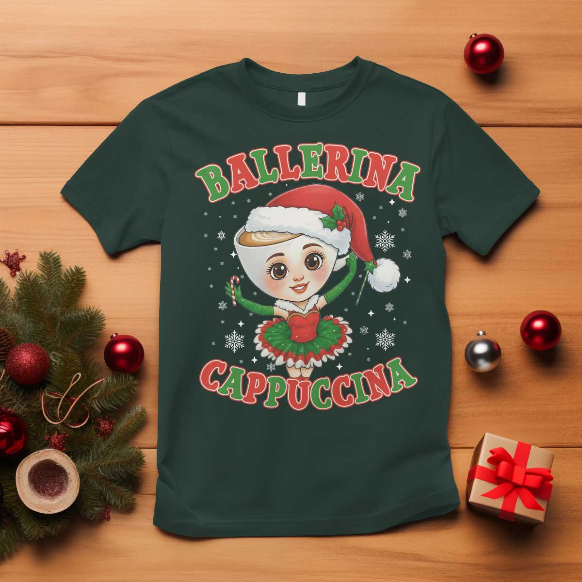 Ballerina Cappuccina T Shirt Funny Italian Brainrot Meme Christmas Gift - Wonder Print Shop