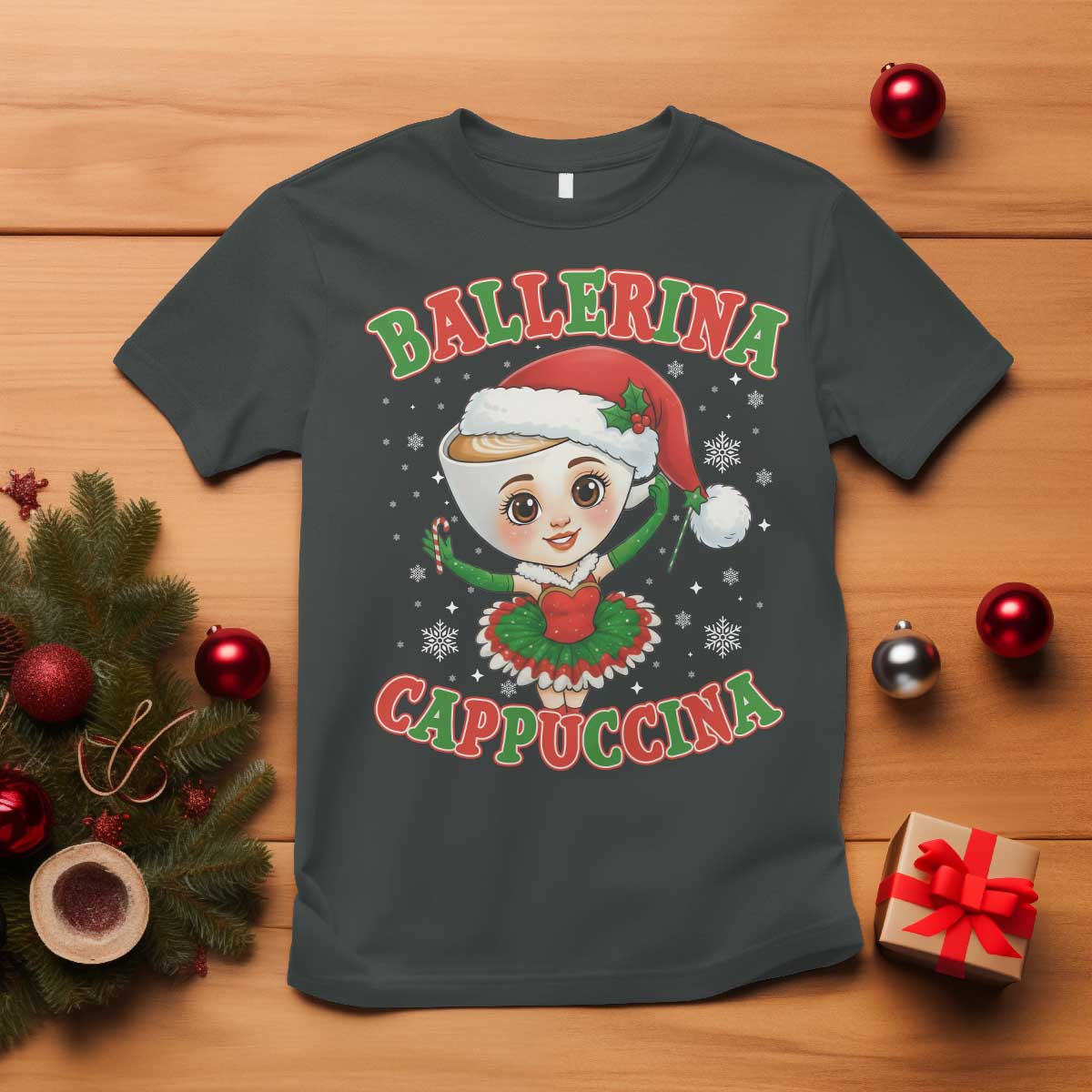 Ballerina Cappuccina T Shirt Funny Italian Brainrot Meme Christmas Gift - Wonder Print Shop