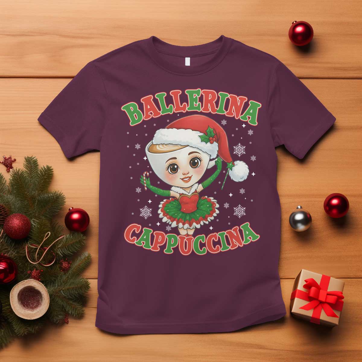 Ballerina Cappuccina T Shirt Funny Italian Brainrot Meme Christmas Gift - Wonder Print Shop