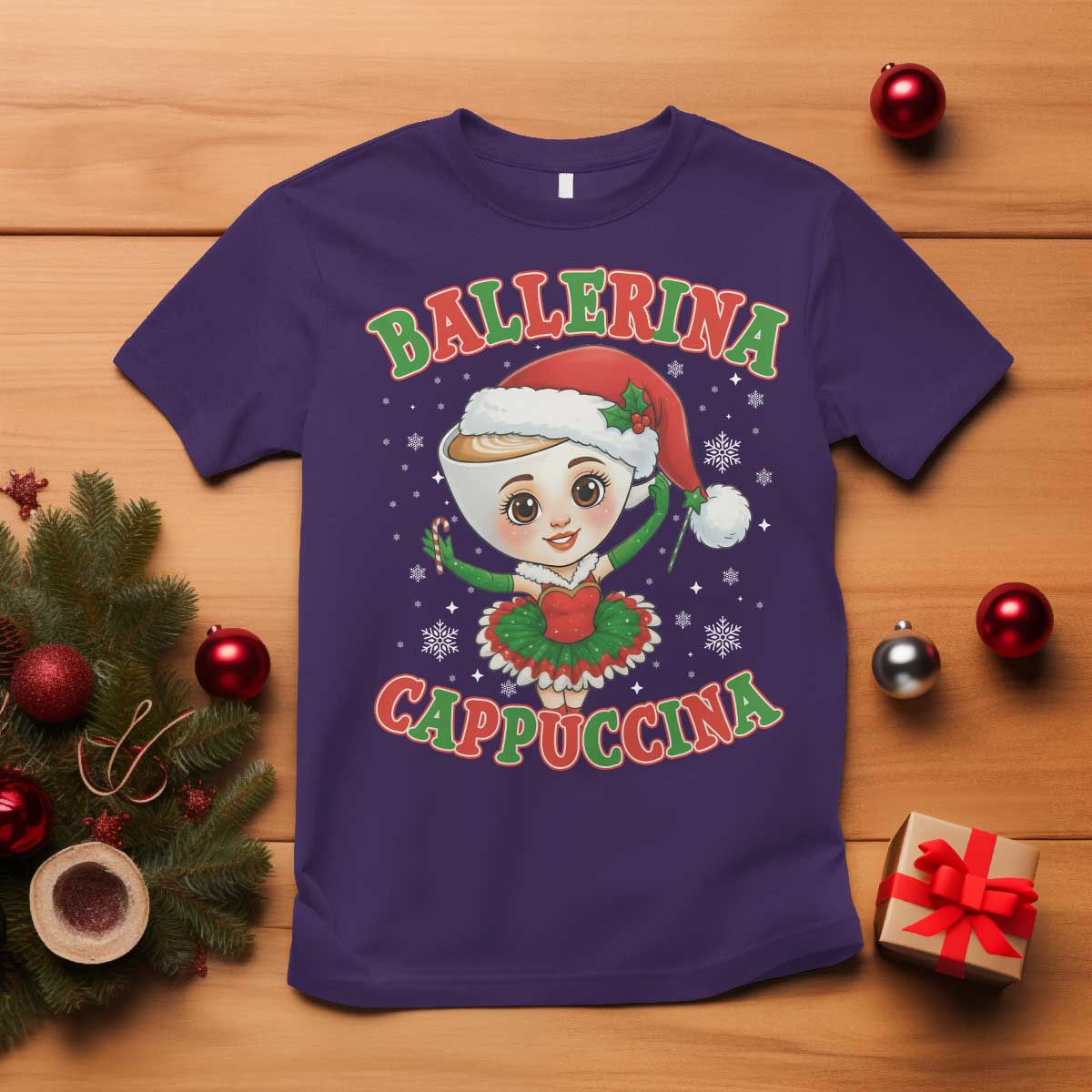 Ballerina Cappuccina T Shirt Funny Italian Brainrot Meme Christmas Gift - Wonder Print Shop
