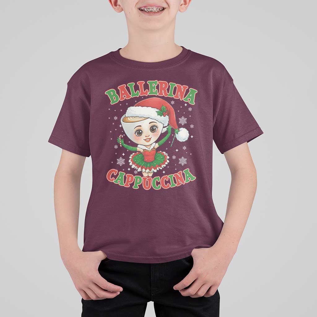 Ballerina Cappuccina T Shirt For Kid Funny Italian Brainrot Meme Christmas Gift - Wonder Print Shop