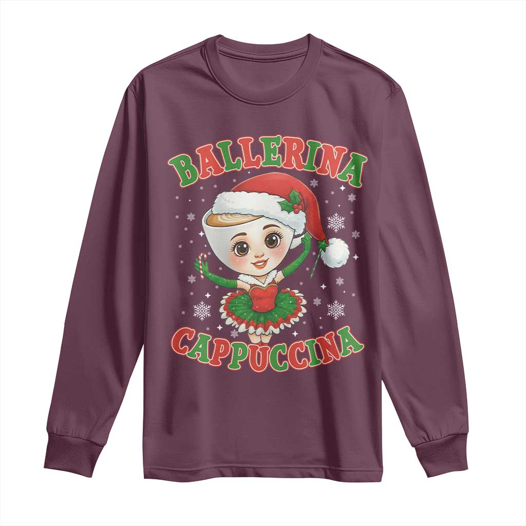 Ballerina Cappuccina Long Sleeve Shirt Funny Italian Brainrot Meme Christmas Gift - Wonder Print Shop
