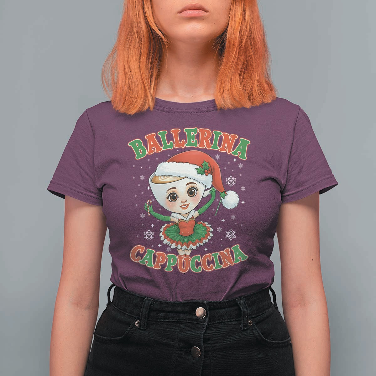 Ballerina Cappuccina T Shirt For Women Funny Italian Brainrot Meme Christmas Gift - Wonder Print Shop