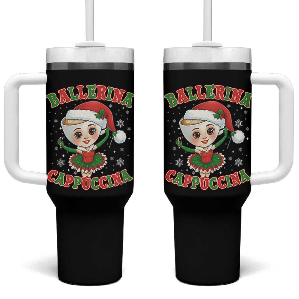 Ballerina Cappuccina Tumbler With Handle Funny Italian Brainrot Meme Christmas Gift - Wonder Print Shop
