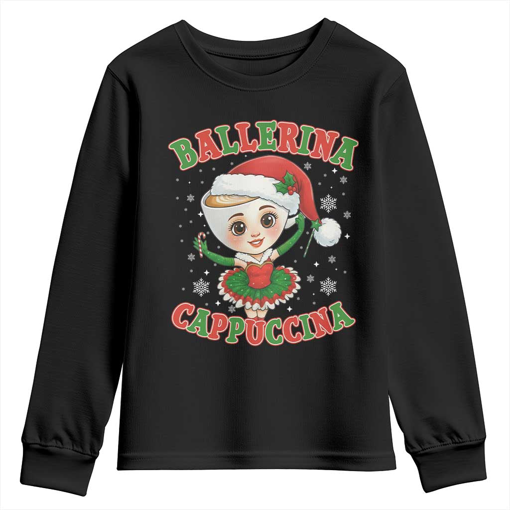Ballerina Cappuccina Youth Sweatshirt Funny Italian Brainrot Meme Christmas Gift - Wonder Print Shop