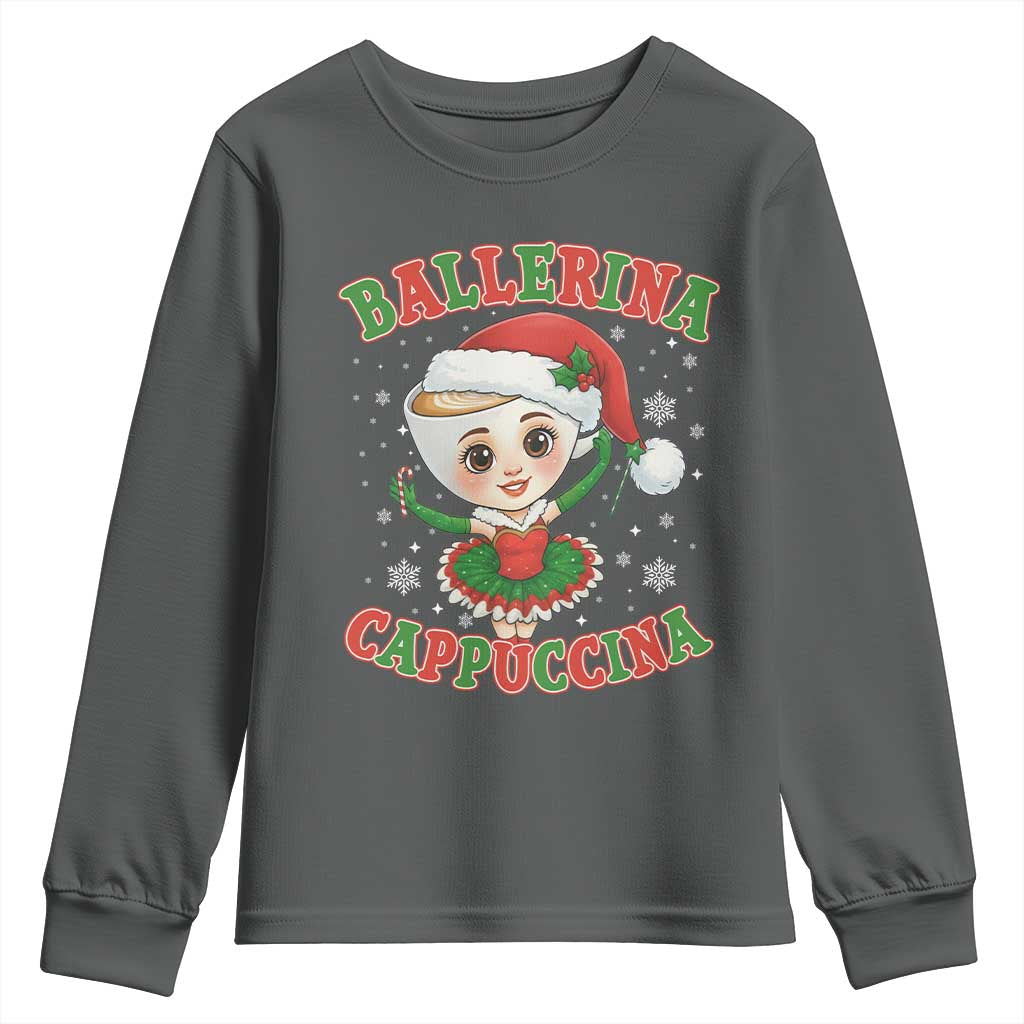 Ballerina Cappuccina Youth Sweatshirt Funny Italian Brainrot Meme Christmas Gift - Wonder Print Shop