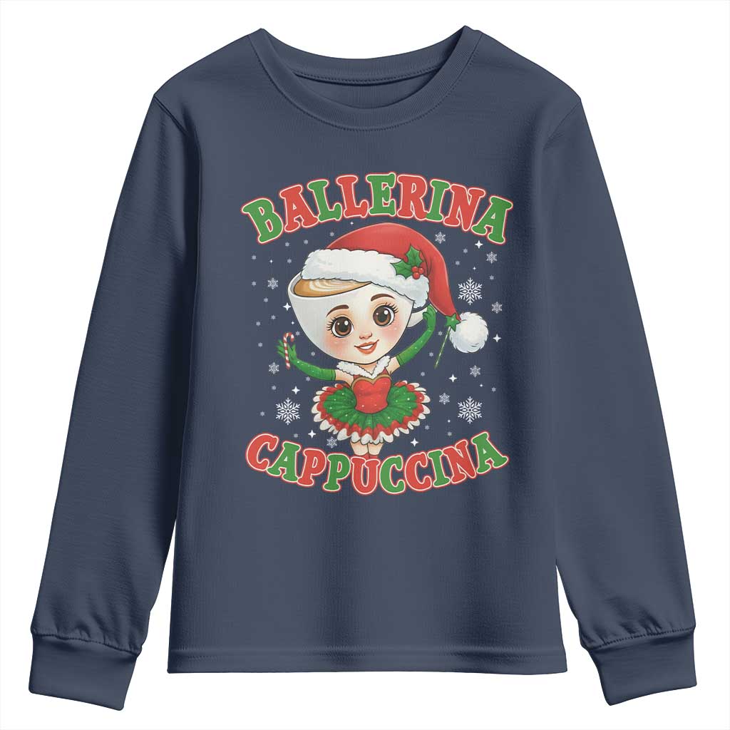 Ballerina Cappuccina Youth Sweatshirt Funny Italian Brainrot Meme Christmas Gift - Wonder Print Shop