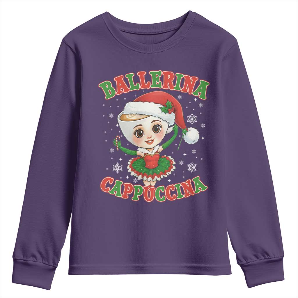 Ballerina Cappuccina Youth Sweatshirt Funny Italian Brainrot Meme Christmas Gift - Wonder Print Shop