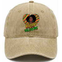 Black History Is My Valentine Washed Cotton Baseball Cap Gift For Black Women
