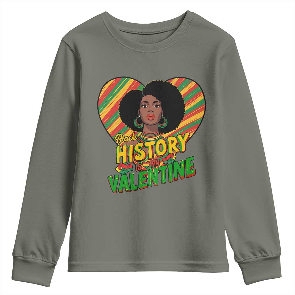 Black History Is My Valentine Youth Sweatshirt Gift For Black Women - Wonder Print Shop
