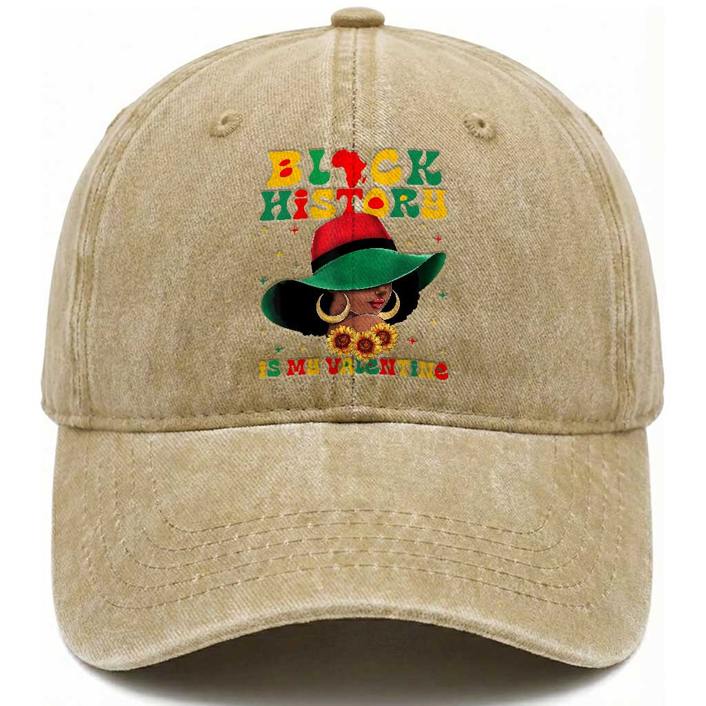 Black History Is My Valentine Washed Cotton Baseball Cap Women Gift For February