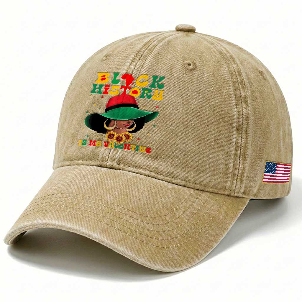 Black History Is My Valentine Washed Cotton Baseball Cap Women Gift For February