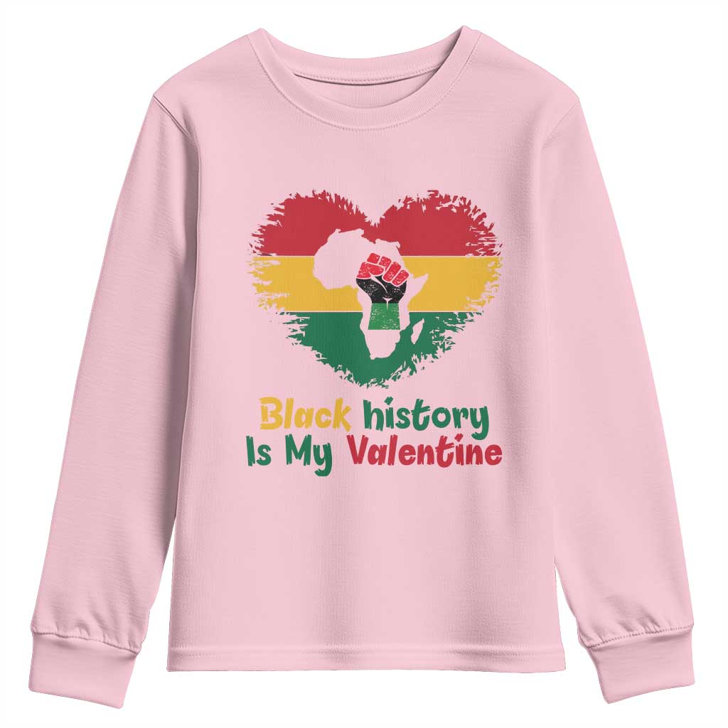 African American Women Pride Youth Sweatshirt Black History Is My Valentine - Wonder Print Shop
