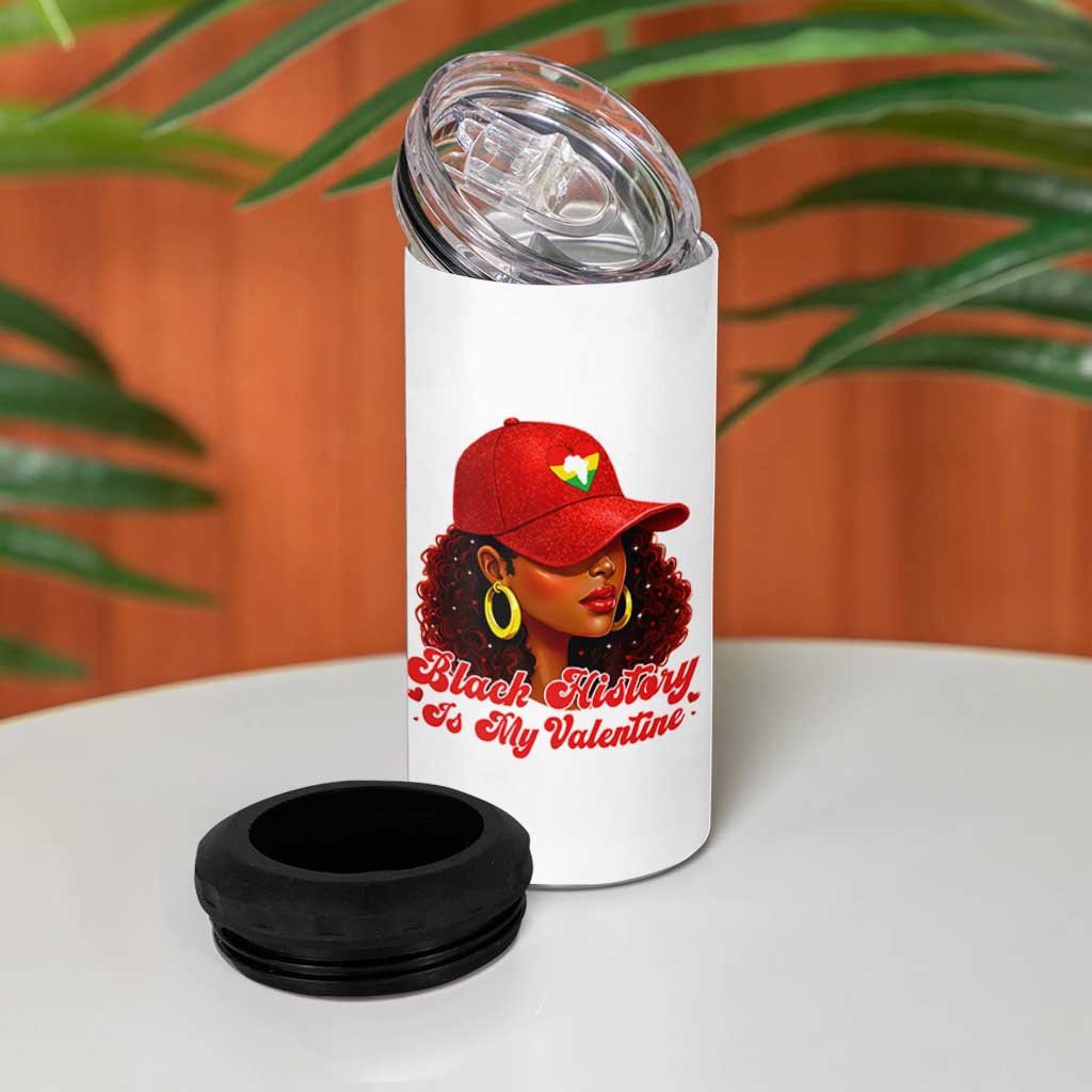 Black History Is My Valentine 4 in 1 Can Cooler Tumbler Melanin Pride Valentines Day Gift - Wonder Print Shop