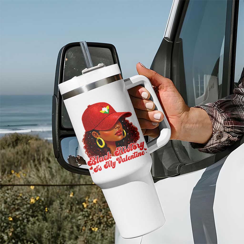 Black History Is My Valentine Tumbler With Handle Melanin Pride Valentines Day Gift - Wonder Print Shop