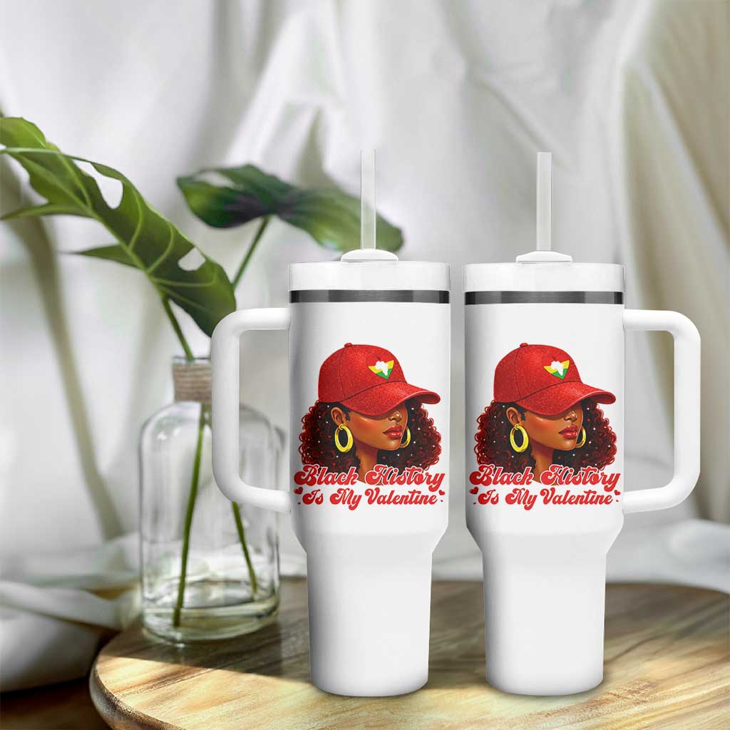 Black History Is My Valentine Tumbler With Handle Melanin Pride Valentines Day Gift - Wonder Print Shop