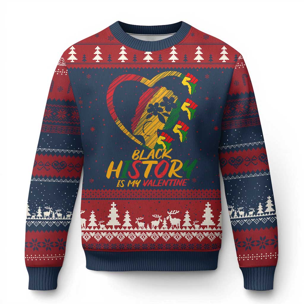 Black History Is My Valentine Ugly Christmas Sweater Gift For Melanin Queen - Wonder Print Shop
