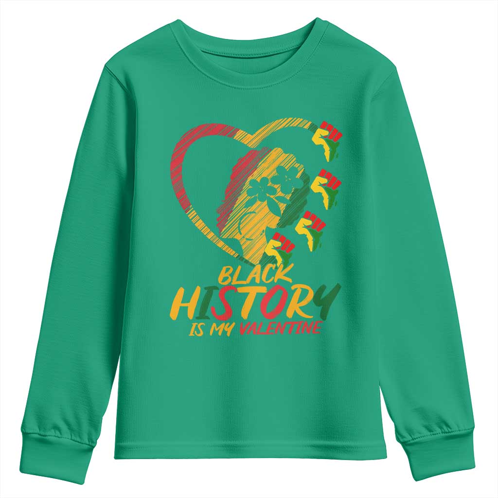 Black History Is My Valentine Youth Sweatshirt Gift For Melanin Queen - Wonder Print Shop