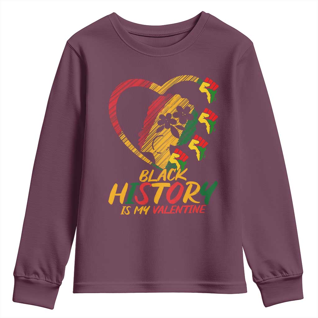 Black History Is My Valentine Youth Sweatshirt Gift For Melanin Queen - Wonder Print Shop