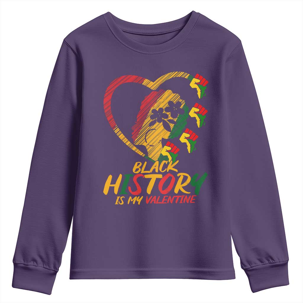 Black History Is My Valentine Youth Sweatshirt Gift For Melanin Queen - Wonder Print Shop