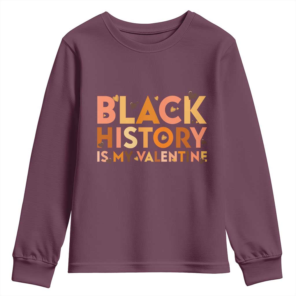 Black History Is My Valentine Youth Sweatshirt African American Women Pride - Wonder Print Shop