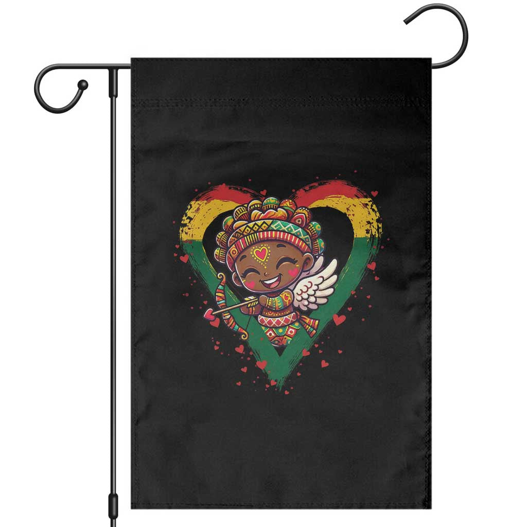 Cute Black Cupid Garden Flag Melanin Pride Valentines Day Gift - Wonder Print Shop