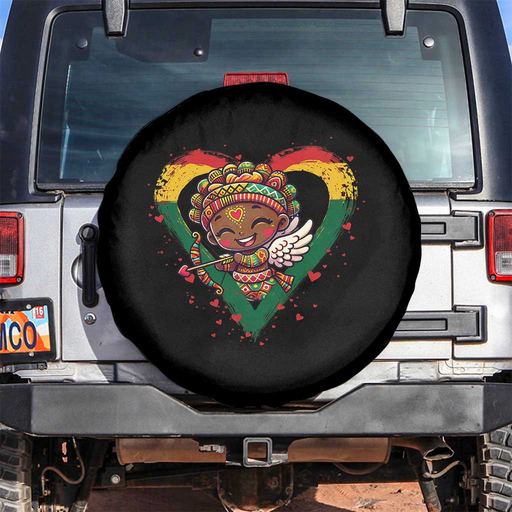 Cute Black Cupid Spare Tire Cover Melanin Pride Valentines Day Gift - Wonder Print Shop
