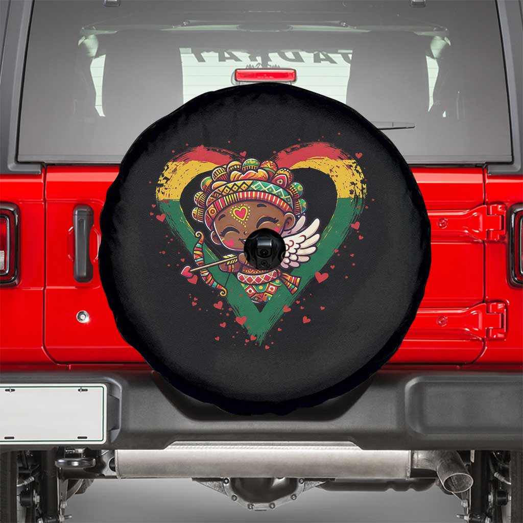 Cute Black Cupid Spare Tire Cover Melanin Pride Valentines Day Gift - Wonder Print Shop