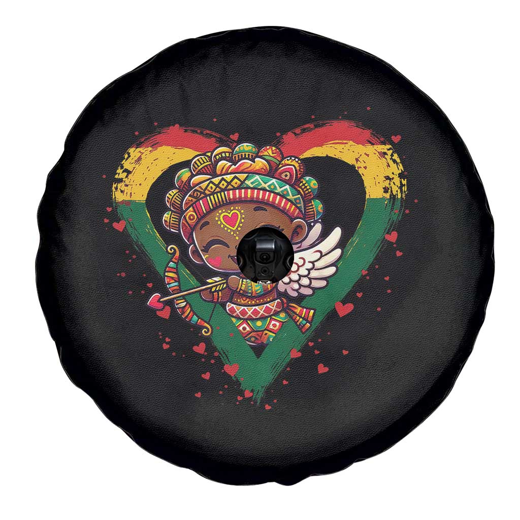 Cute Black Cupid Spare Tire Cover Melanin Pride Valentines Day Gift - Wonder Print Shop