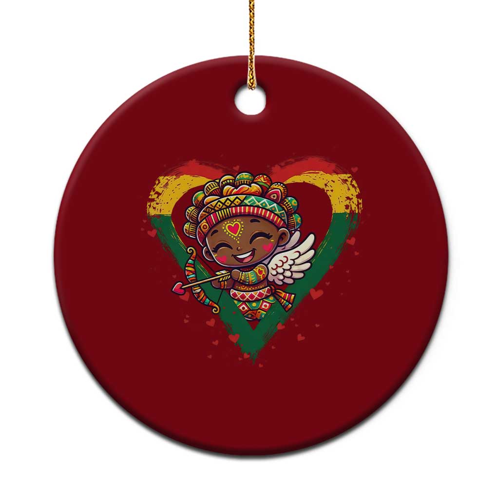Cute Black Cupid Ceramic Ornament Melanin Pride Valentines Day Gift - Wonder Print Shop