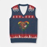 Cute Black Cupid V-Neck Knit Sweater Vest Melanin Pride Valentines Day Gift - Wonder Print Shop