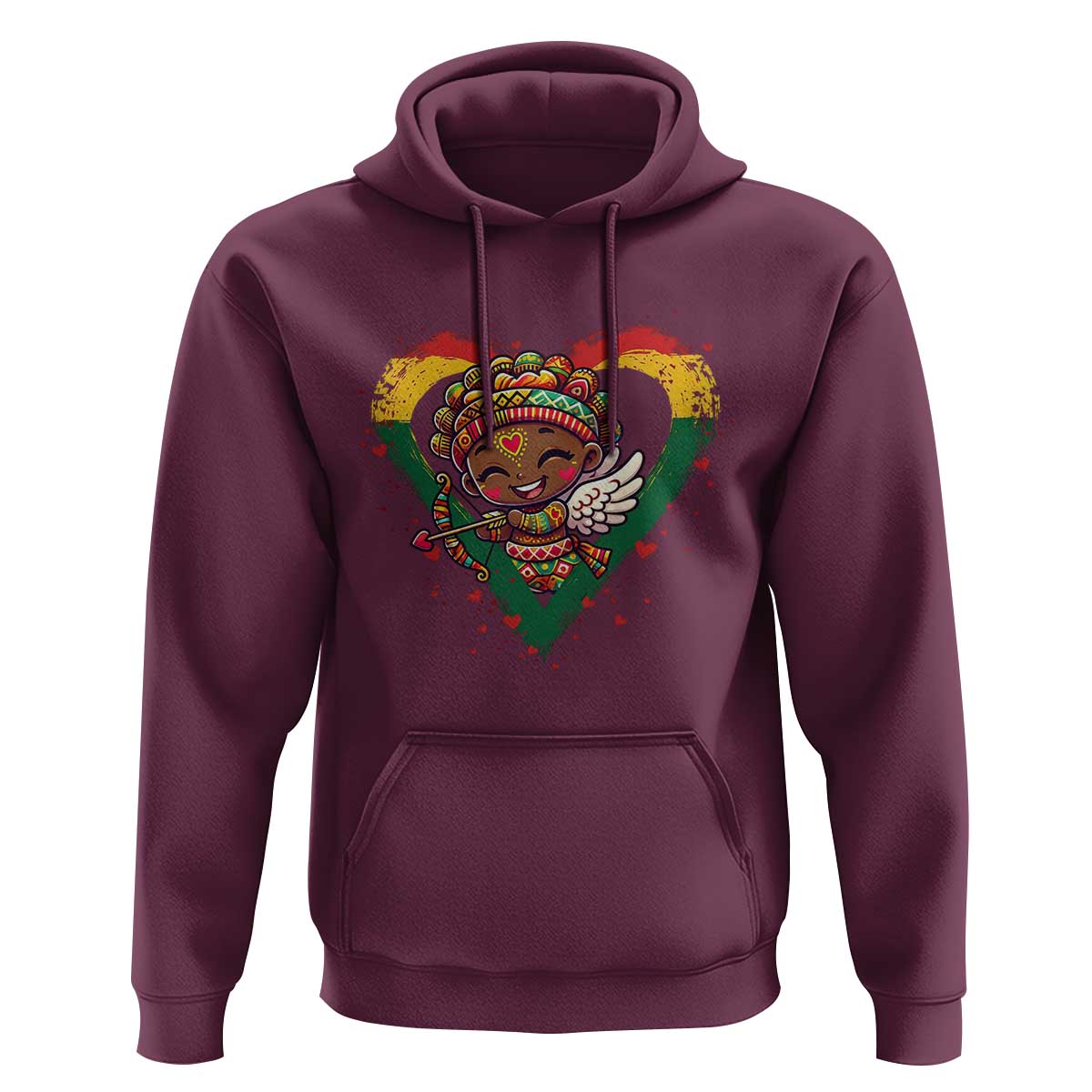 Cute Black Cupid Hoodie Melanin Pride Valentines Day Gift - Wonder Print Shop