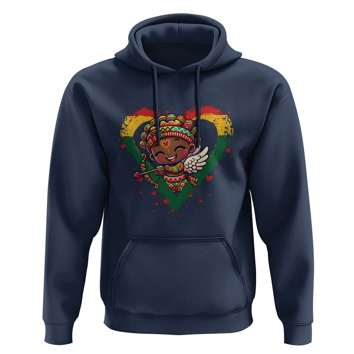 Cute Black Cupid Hoodie Melanin Pride Valentines Day Gift - Wonder Print Shop