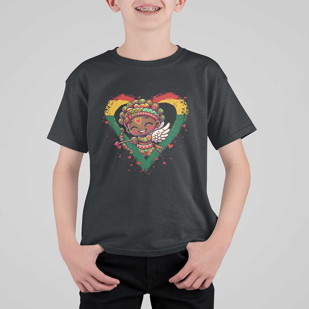 Cute Black Cupid T Shirt For Kid Melanin Pride Valentines Day Gift - Wonder Print Shop