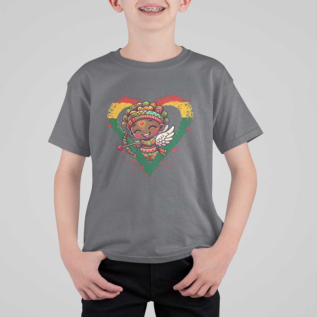 Cute Black Cupid T Shirt For Kid Melanin Pride Valentines Day Gift - Wonder Print Shop